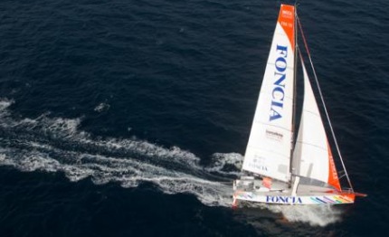 michel desjoyeaux in testa alla barcelona world race