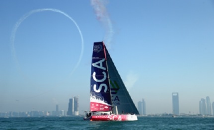 volvo ocean race team sca vince la in port race