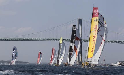 vor spettacolo newport per la partenza della settima tappa