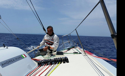 andrea mura verso riva per la 1000 vele per garibaldi