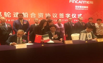 fincantieri costituisce una joint venture in cina