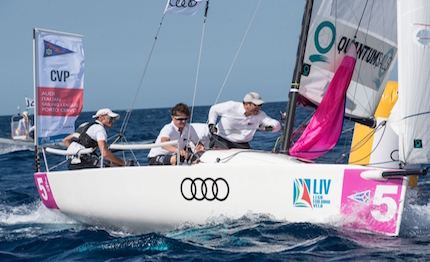 audi italian sailing league day one due velocita prima vento leggero poi maestrale 15 nodi