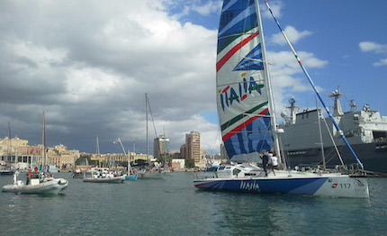 gaetano mura italia partiti da cagliari alle 13 25 di oggi per il giro del mondo vela in solitario