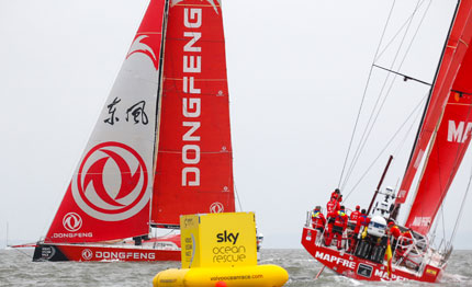 volvo ocean race dongfeng vince la in port race di cardiff