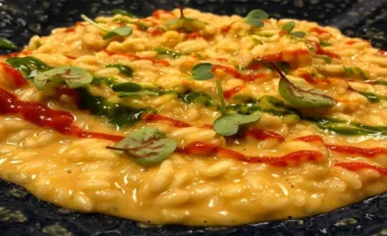 cambusa risotto mazzancolle bergamotto peperone piquillo broccoletti